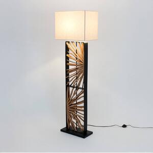 Holländer Lampa stojąca MONTE ISOLA, kremowy / amber, salon / jadalnia, drewno