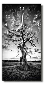 Zegar Szklany Pionowy Natura Drzewo Czarno-biały