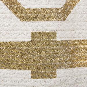 Kosz tekstylny biało-złoty bawełniany geometryczny wzór 33 cm z uchwytami Hanwella Beliani