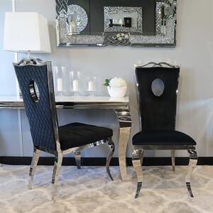 Krzesło glamour Luxury Black z przeszyciami - krzesło tapicerowane czarne