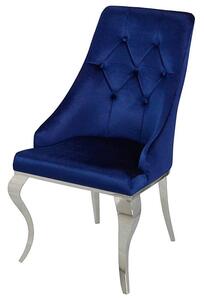 Krzesło glamour William II Navy Blue - krzesło granatowe pikowane guzikami