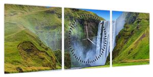 Obraz - Wodospad Seljalandsfoss (z zegarem) (90x30 cm)