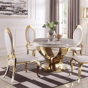 Złoty stół glamour Davson Gold okrągły - blat szklany nowoczesny