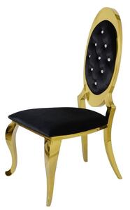 Krzesło glamour Victoria Gold black - złote krzesło pikowane kryształkami
