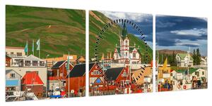 Obraz - Húsavík (z zegarem) (90x30 cm)
