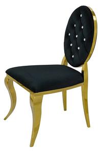 Krzesło Ludwik II Gold glamour Black - złote krzesła pikowane kryształkami