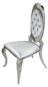 Krzesło glamour Victoria II Silver - nowoczesne krzesło pikowane guzikami