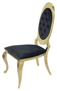 Krzesło glamour Victoria Gold Black - złote krzesło pikowane guzikami
