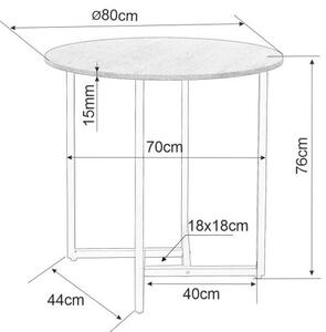Okrągły stół jadalniany ALTO II 80 cm, dekor biały marmur