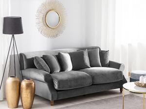 Sofa 3-osobowa kanapa z poduszkami styl retro welurowa szara Eike Beliani
