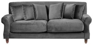 Sofa 3-osobowa kanapa z poduszkami styl retro welurowa szara Eike Beliani