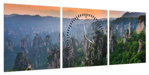 Obraz - Narodowy Park Leśny Zhangjiajie (z zegarem) (90x30 cm)