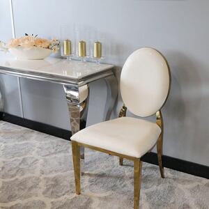 Krzesło Ludwik Gold glamour White Croco - nowoczesne krzesło tapicerowane ekoskóra
