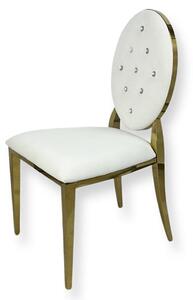 Krzesło Ludwik Gold glamour White - złote krzesła pikowane kryształkami