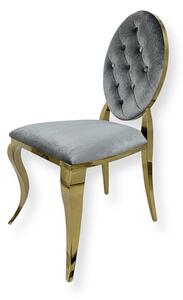 Krzesło Ludwik II Gold glamour Grey - złote krzesła pikowane guzikami