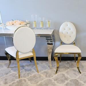 Krzesło Ludwik II Gold glamour White - złote krzesła pikowane kryształkami