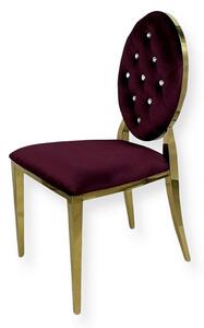 Krzesło Ludwik Gold glamour Bordo - złote krzesła pikowane kryształkami
