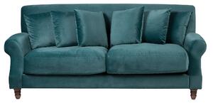 Sofa 3-osobowa kanapa z poduszkami styl retro welurowa lazurowa Eike Beliani