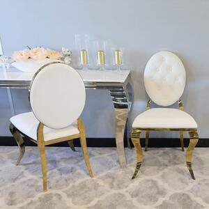 Krzesło Ludwik II Gold glamour White - złote krzesła pikowane guzikami