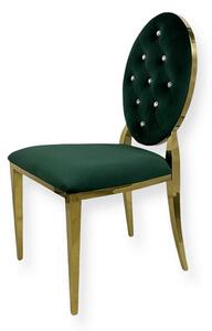 Krzesło Ludwik Gold glamour Green - złote krzesła pikowane kryształkami