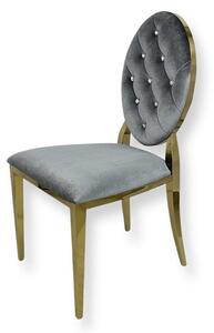 Krzesło Ludwik Gold glamour Grey - złote krzesła pikowane kryształkami