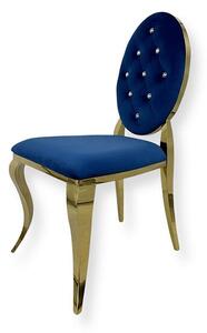 Krzesło Ludwik II Gold glamour Blue - złote krzesła pikowane kryształkami