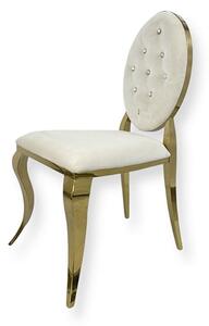 Krzesło Ludwik II Gold glamour Beige - złote krzesła pikowane kryształkami
