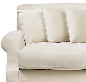 Sofa 3-osobowa kanapa z poduszkami styl retro welurowa złamana biel Eike Beliani