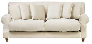Sofa 3-osobowa kanapa z poduszkami styl retro welurowa jasnobeżowa Eike Beliani