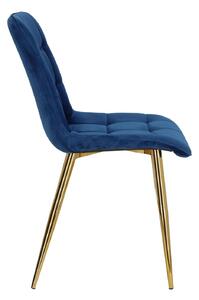 Krzesło Plaid granatowe/ złote nogi glamour