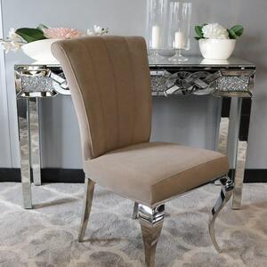 Krzesło glamour Livio Dark Beige - krzesło tapicerowane beżowe