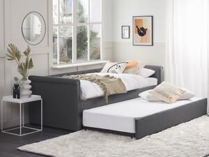 Rama łóżka wysuwanego z tkaniny ciemnoszare nowoczesne 90 x 200 cm Libourne Beliani