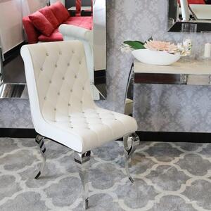 Krzesło glamour Hamilton White - krzesło białe pikowane kryształkami