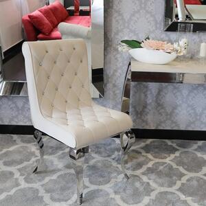 Krzesło glamour Hamilton Beige - krzesło beżowe pikowane kryształkami