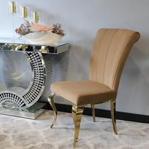 Krzesło glamour Livio Gold Prestige Brown - złote krzesło tapicerowane brązowe