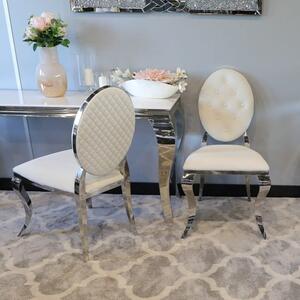 Krzesło Ludwik II glamour White z przeszyciami - nowoczesne krzesła pikowane guzikami