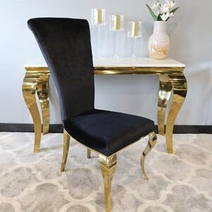 Krzesło glamour Ottavio Gold Black - złote krzesło tapicerowane czarne