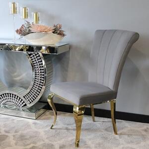 Krzesło glamour Livio Dark Grey - złote nowoczesne krzesło tapicerowane