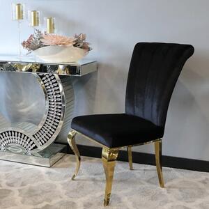 Krzesło glamour Livio Gold Black - złote krzesło tapicerowane czarne