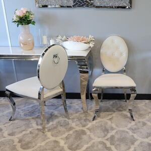 Krzesło Ludwik II glamour White z kołatką - nowoczesne krzesła pikowane guzikami