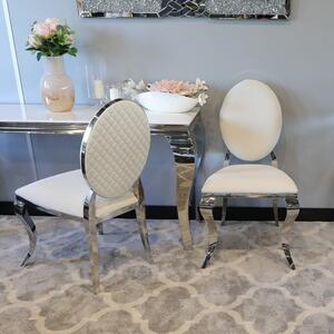 Krzesło Ludwik II glamour White z przeszyciami - nowoczesne krzesła tapicerowane