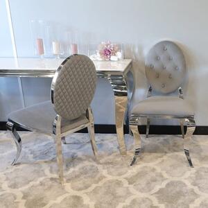 Krzesło Ludwik II glamour grey z przeszyciami - nowoczesne krzesła pikowane guzikami