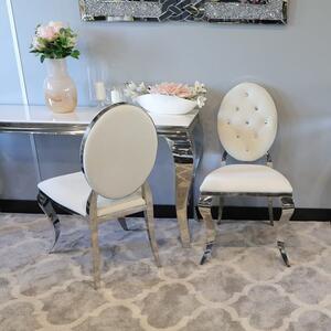 Krzesło Ludwik II glamour White - nowoczesne krzesła pikowane kryształkami