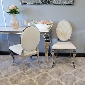 Krzesło Ludwik II glamour White - nowoczesne krzesła pikowane guzikami