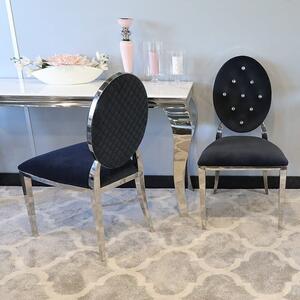 Krzesło Ludwik glamour black z przeszyciami - nowoczesne krzesła pikowane kryształkami