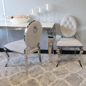 Krzesło Ludwik II glamour Silver z kołatką - nowoczesne krzesła pikowane guzikami