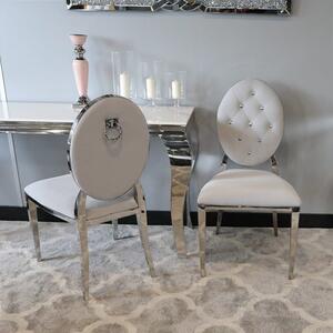 Krzesło Ludwik glamour silver z kołatką - nowoczesne krzesła pikowane kryształkami