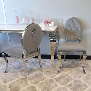 Krzesło Ludwik II glamour Grey z kołatką - nowoczesne krzesła pikowane kryształkami