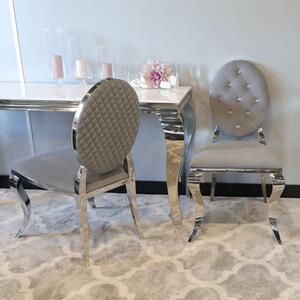 Krzesło Ludwik II glamour grey z przeszyciami - nowoczesne krzesła pikowane kryształkami