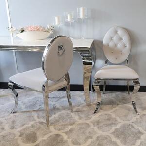 Krzesło Ludwik II glamour Silver z kołatką - nowoczesne krzesła pikowane kryształkami